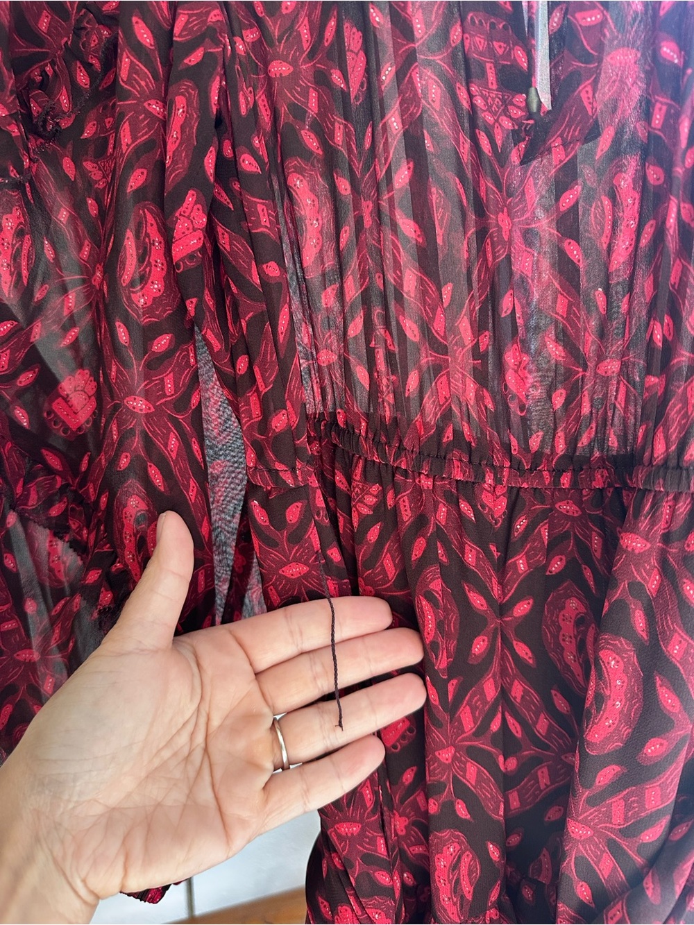 Ulla Johnson Aliya Silk Midi Dress 0 Fuchsia Floral Belted Wedding Guest - Picture 9 of 13